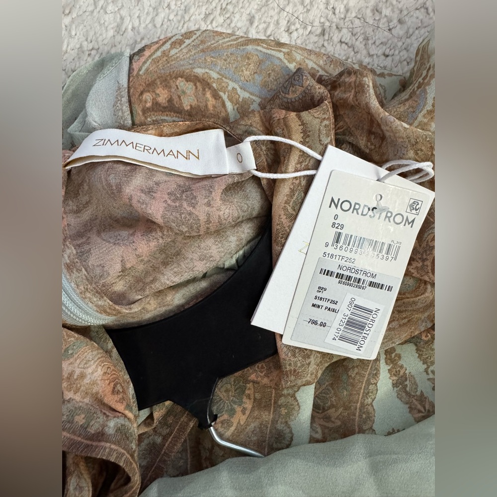 Zimmermann Memento Flutter Paisley  Bow Top In Mint Paisley Various sizes - Picture 14 of 16